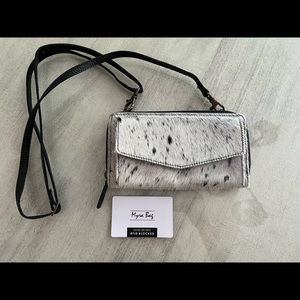 Cow hair / fur leather Myrna crossbody purse, Brand New